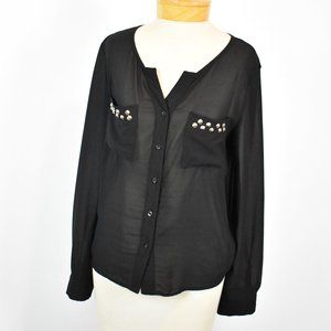 Moon Collection Black Button-up Blouse